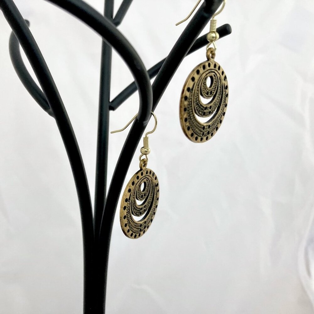 2/$20 Refreshed Gold Tone Circle Dangle Earrings